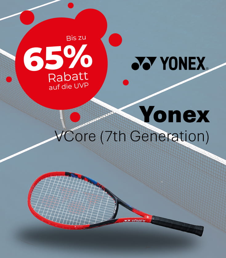 Yonex Tennisschläger VCore (7th Generation) #23 Feel 100in/250g/Allround rot - besaitet